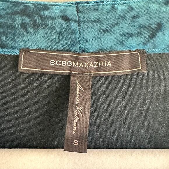 BCBGMaxAzria Velvet Ruched Wrap Dress Blue - Picture 8 of 8